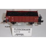 Fleischmann 5219 H0 Offener Güterwagen Om12 m.Kohle beladen, DB, OVP